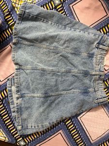 Button-Front Denim Mini Skirt
