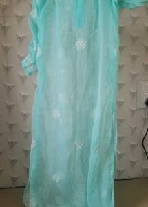 Aqua Chikankari Kurti