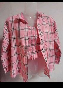 Pink Plaid Top &amp; Shrug Set