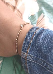 Delicate Double Layered Rhinestone Anklet