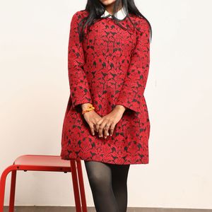 Red &amp; Black Fit &amp; Flare Dress