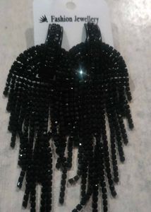 Statement Black Fringe Earrings