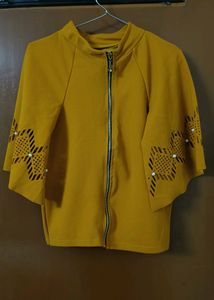 Mustard Pearl Embellished Top