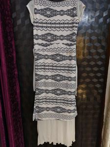 Elegant White &amp; Blue gown