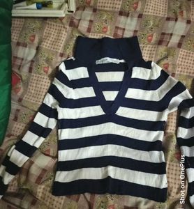 Blue And White Crop Top For Women