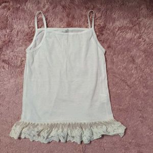 White Lace Trim Tank Top