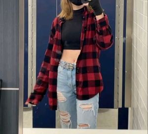 red plaid shirt