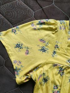 Mustard Yellow Floral Top For Women