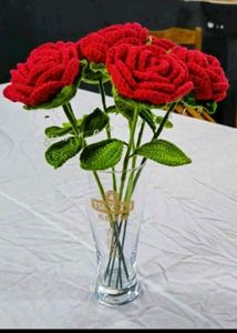 Handmade Crochet Set Of 2 Rose