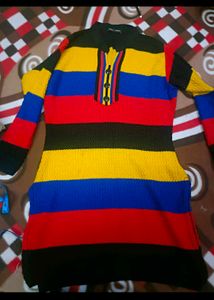 Beautiful Multicolour Woollen Kurti In Xl Size