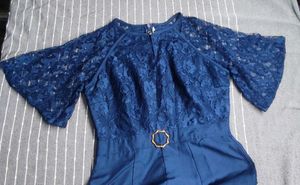 Elegant Blue Lace Jumpsuit