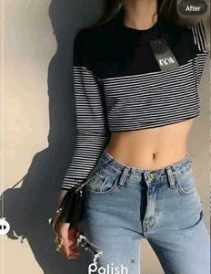 New with tag Pinterest Zara Striped Crop Top