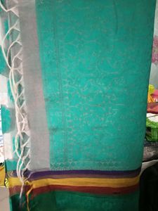 Less Used Brasso Silk Grey&amp;SeaGreen Colour Saree