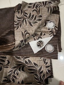 Brown Curtain Set For Two Windows
