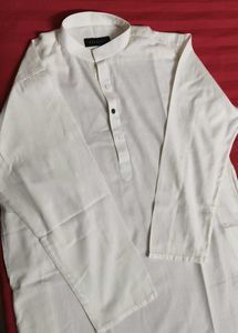 Khaadils Men White Cotton Casual Kurta