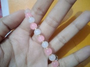Pink &amp; White Beaded Bracelet