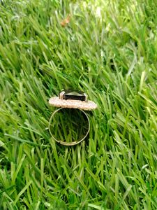 Adjustable Silver AD Black Ring