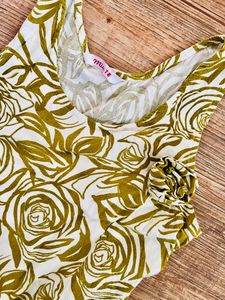 Sleeveless Short Dress: Olive &amp; Cream