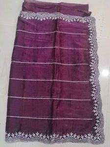 Elegant Purple Embroidered Saree
