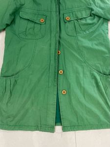Green Hooded Casual Jacket