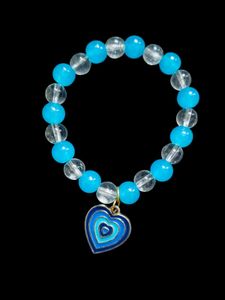 Blue Heart Beaded Bracelet