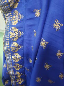 Flared Skirt - Blue And Golden Printed