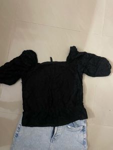 Elegant Black Lace Off-Shoulder Top