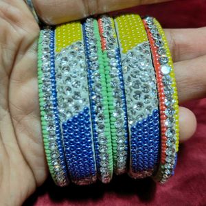 Colorful Beaded &amp; Rhinestone Bangle Set