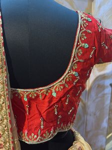Red Pure Silk Handwork  Lehenga Choli