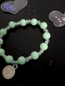 Mint Green Beaded Charm Bracelet