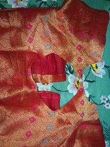 Red &amp; Gold Brocade Blouse