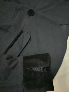 Black Velvet Trim Blazer