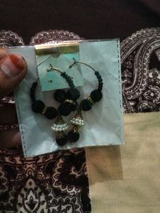 Stylish Black Beaded Earrings