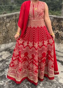 red colour suit with dupatta Pant