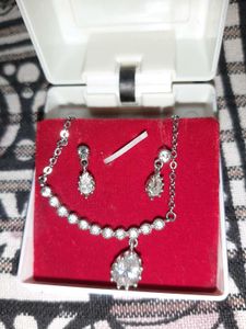 Pure Silver Necklace With Earings
