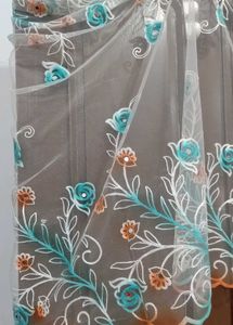Floral Embroidered Net Dupatta