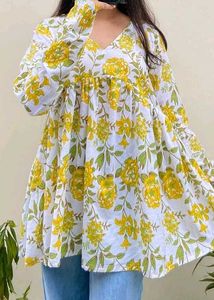 Floral V-Neck Babydoll Tunic