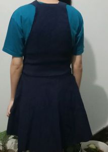 Navy Blue Pinnafore Dungaree Dress
