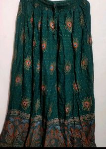 Dark Green Skirt Peacock 🦚pankh Print 30 Waist
