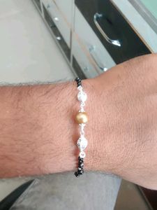 Pure Silver Black Beads Bracelet