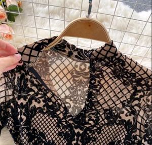 Viral Black and beige Floral Design Bodysuit