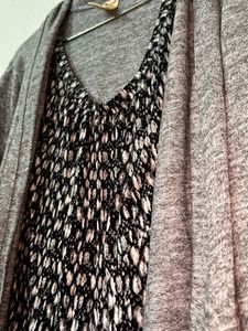 Gray Cardigan &amp; Blouse Set