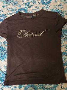 H&amp;M Brown Sheer Net Crop Top | T-Shirt Style |