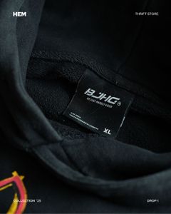 BJHG Black Graphic Print Hoodie