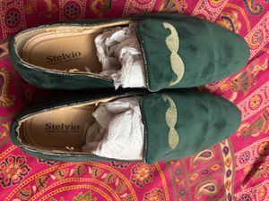 Green Velvet Loafers