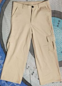 Beige High-Waisted Cargo Pants