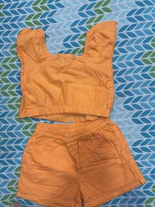 Orange Eyelet Two-Piece Set