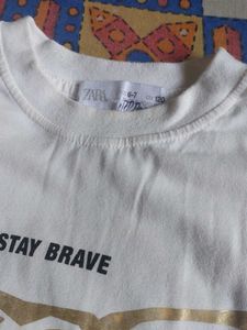 White &#34;Stay Brave&#34; Tiger Graphic Tee