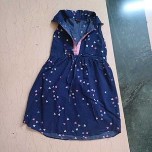 Girls' Sleeveless Heart Print Dress For Kids