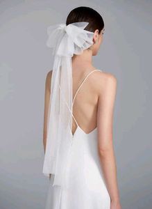 Long Bow Veil Clip For Women White Netted New
